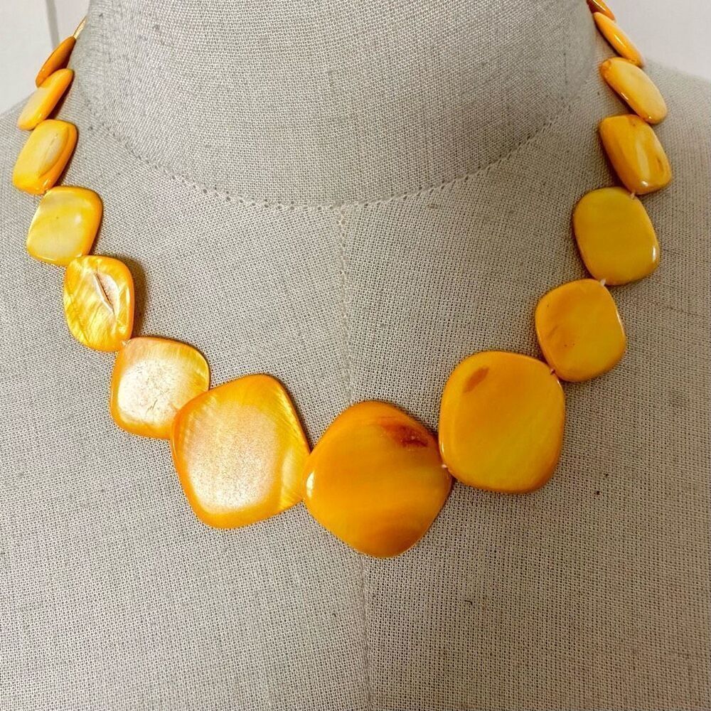 Yellow abalone shell necklace
